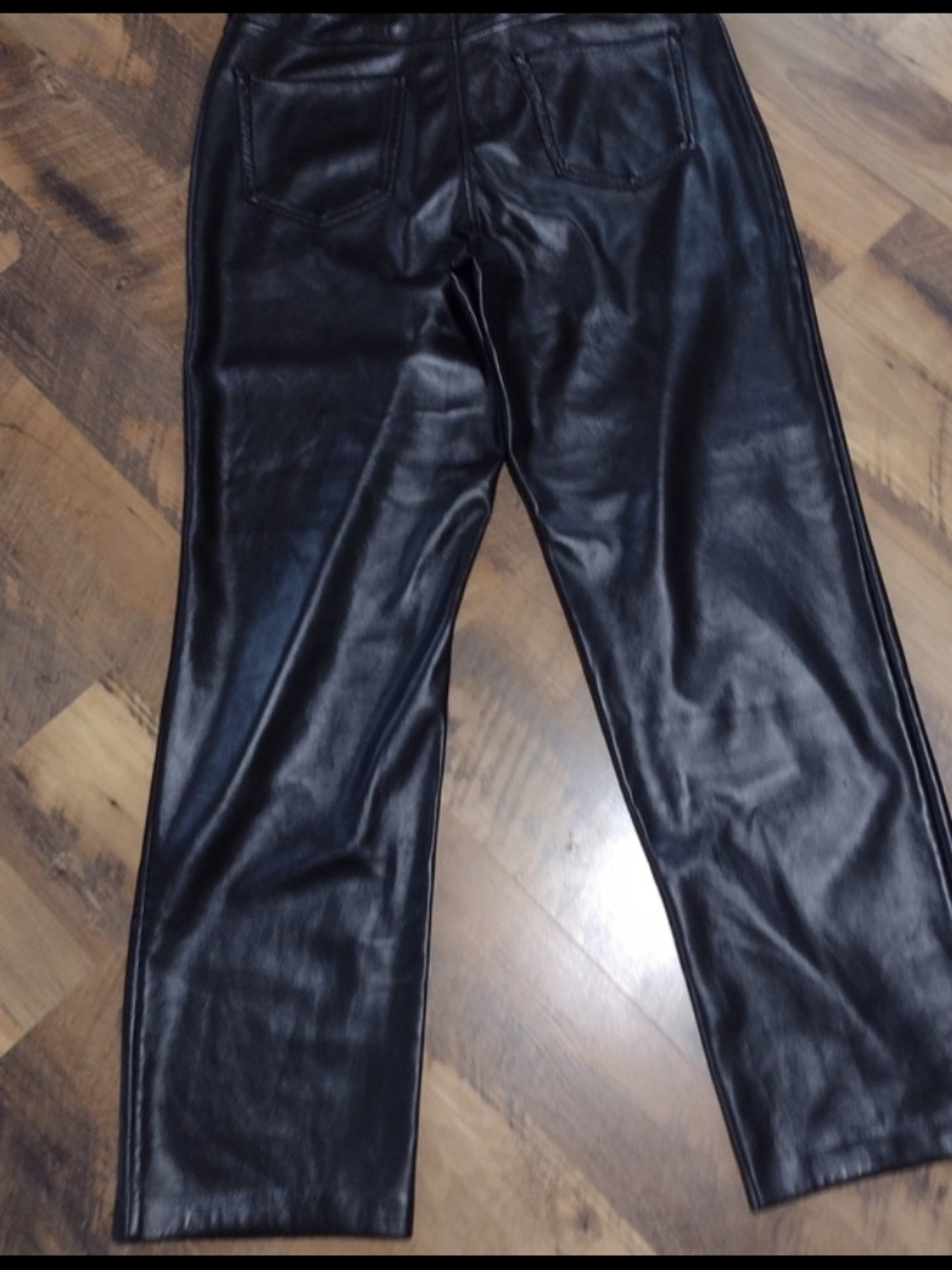 Joie Black Faux Leather Y2K Pop Culture Goth Rock Punk Edgy Straight-Leg Pants - Picture 5 of 7